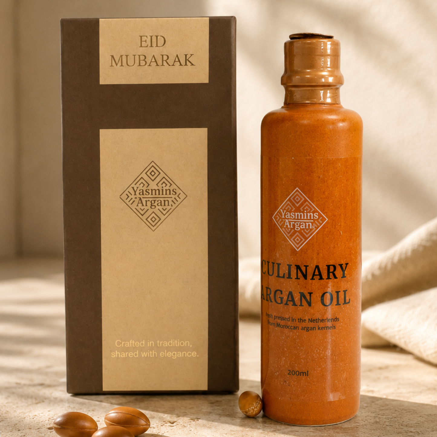 Óleo de Argão Culinário - Caixa de oferta limitada com edição em cerâmica (200ml)